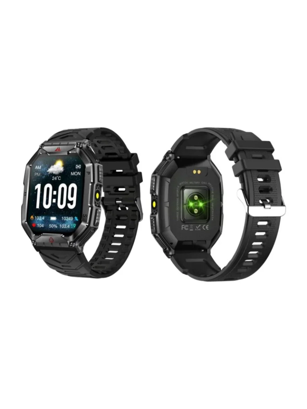 Black Waterproof Sports Fitness Tracker Smartwatch with Full Touch Display